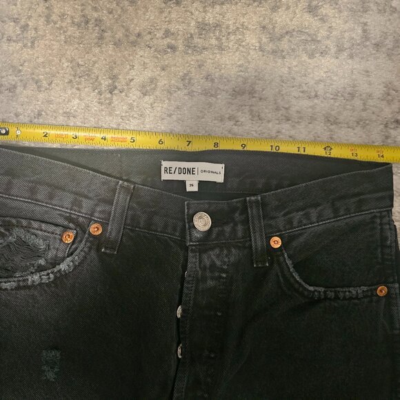 Re/Done - Originals High Rise Loose Jeans In Washed Black With Rips - Size 26 - Picture 7 of 11